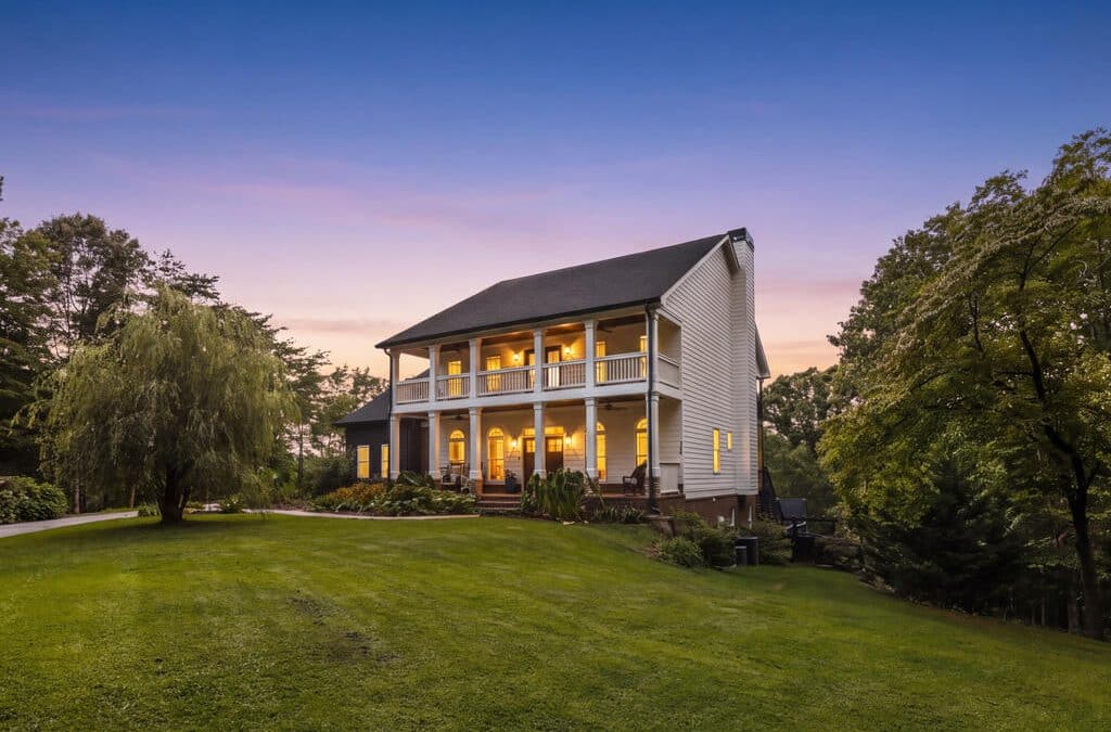 Luxury Southern mountain estate and sprawling acreage surrounded by scenic woodland in Waleska, Georgia.